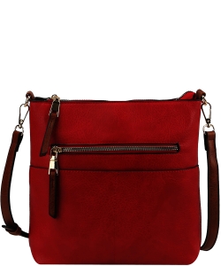 Fashion Zip Pocket Crossbody Bag LQF038 BURGUNDY